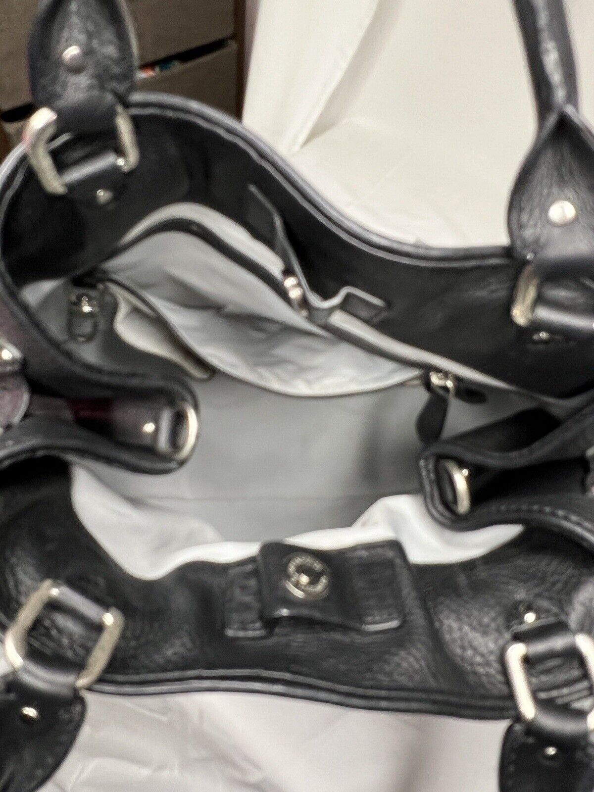 Cole Haan Black Pebbled Leather Satchel Handbag L… - image 12