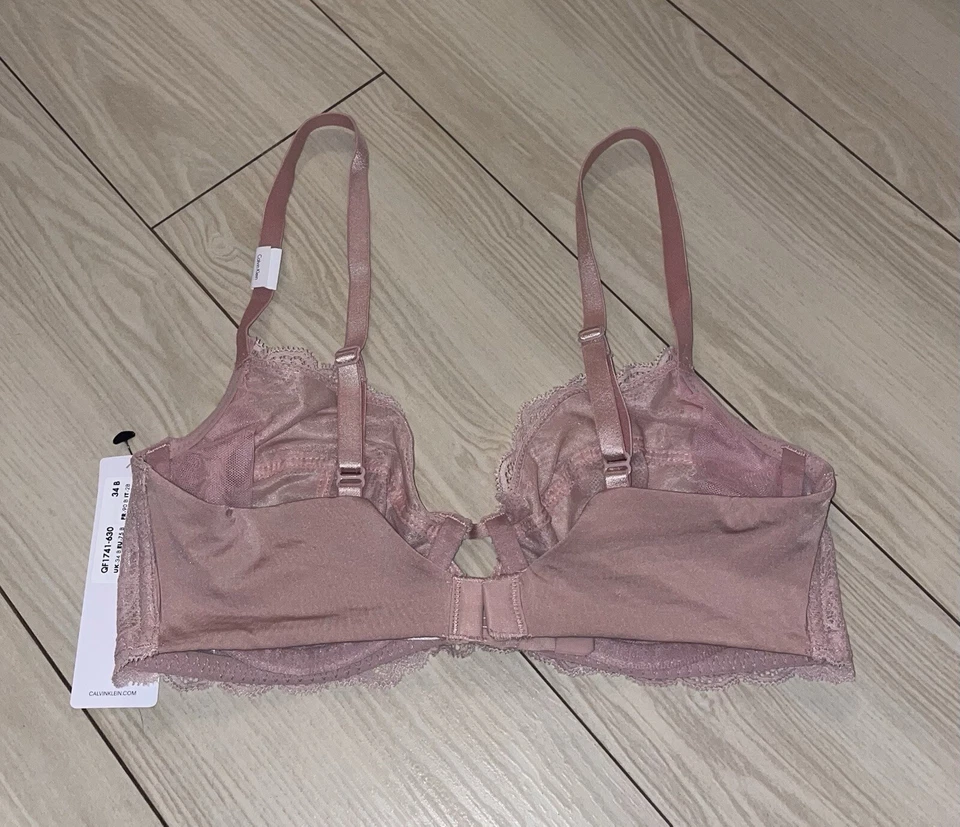 Calvin Klein QF1741 Seductive Comfort Bra Lace Unlined Underwire 34B Pink New - Image 4 of 4
