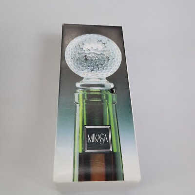 Mikasa ''Tee Time'' Crystal Glass Golf Ball Bottle Stopper-Brand New In Box