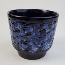 Vintage Keramik Übertopf Planter Mid Century blau ca. 14 cm H 16 cm ⌀
