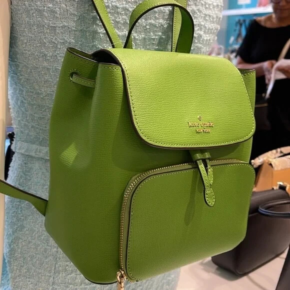 Kate Spade Kristi Medium Flap Backpack Turtle Green Leather  display picture 3