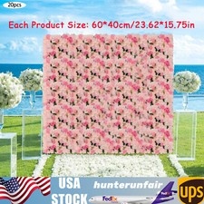 20 Pieces Flower Wall Panel Artificial Floral Backdrop Wall Decoration Backdrop