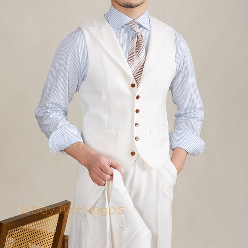 Men British Style Lapel Collar Single Breasted Suit Slim Fit Vest Waistcoat NEW - Picture 8 of 28