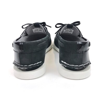 Sperry Black on Black Suede Patent Leather Original Port