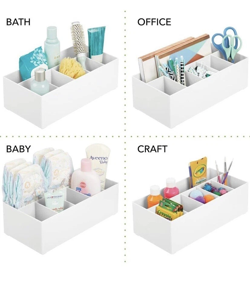 mDesign Cosmetic Organiser — Open-Top Bathroom Tidy Organiser 6 Compartment - Image 2 of 4