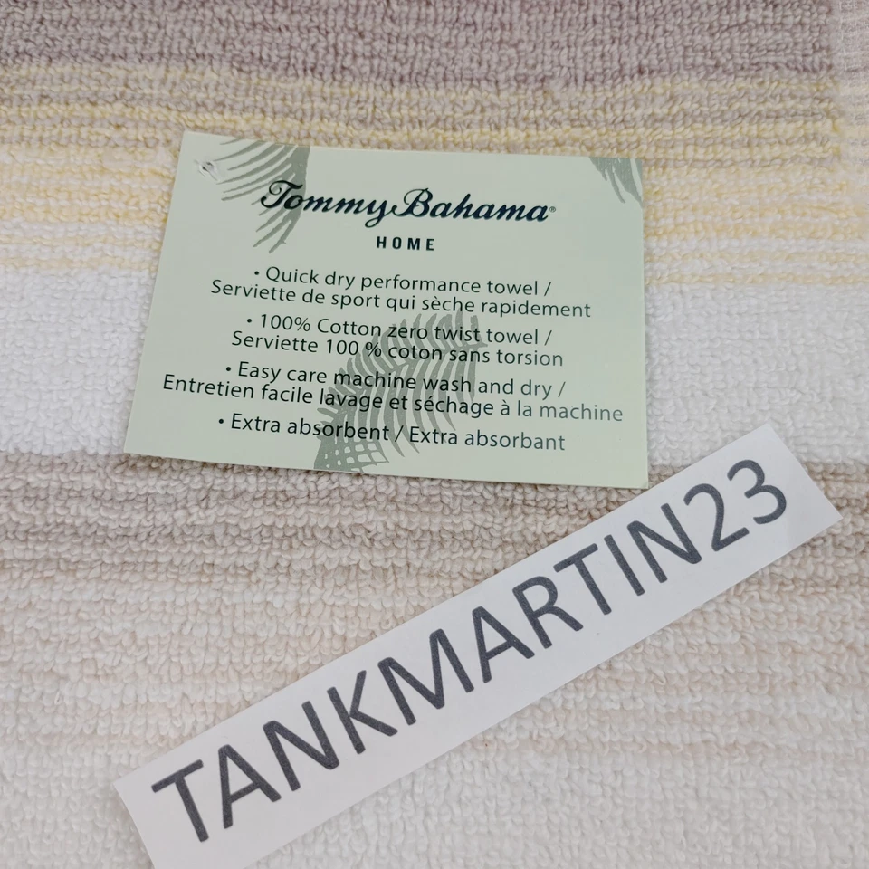 6件套Tommy Bahama速干浴巾和手巾黄色白色灰色100%纯棉 — 第 3/4 张图片