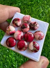 10Pcs Natural Buffalo Red Copper Turquoise 10MM Round Cabochons Loose Gemstone
