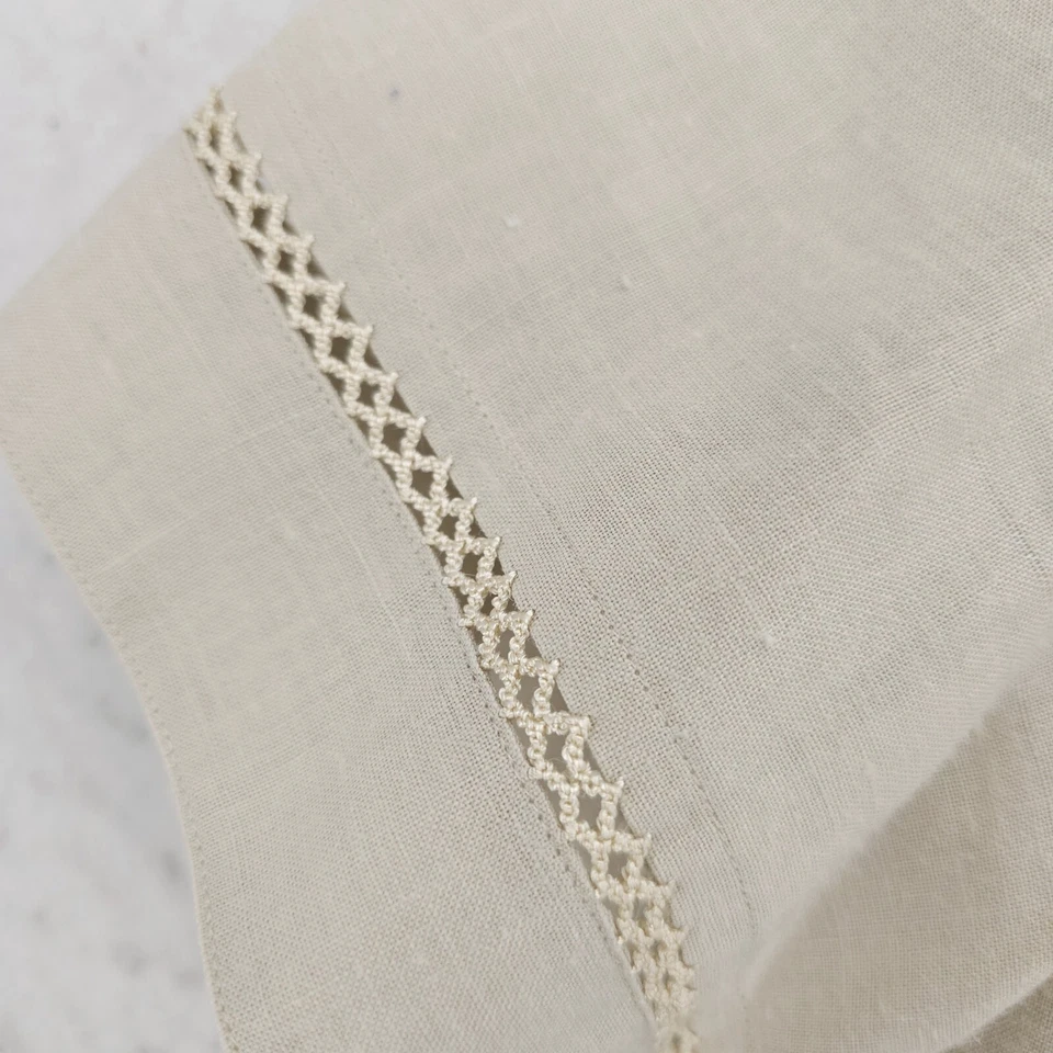 Blusa STARINGTON Vintage 100% Lino Beige Natural Detalle Crochet Usada en Excelente Condición Talla 10 Foto 4 de 4