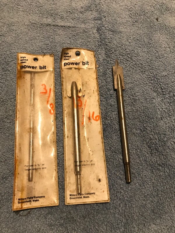 3 Vintage High Speed Steel Wood cutting Power Bits