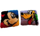 Throw Pillow Set Mickey Mouse And Pluto Handmade Vintage Latch Hook 