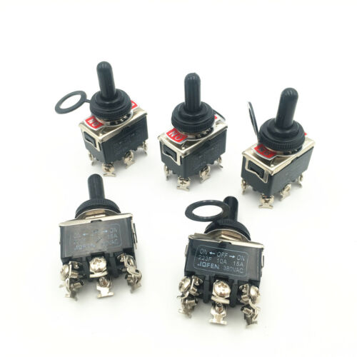 5sets Momentary Toggle Switch 223F 6Pin 3 Position ON-OFF-ON DPDT 15A 250VAC Cap - Picture 1 of 5