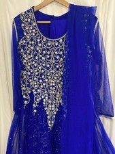 Pakistani Wedding Blue Maxi Dress Ready To Wear Suit Indian Wedding Party