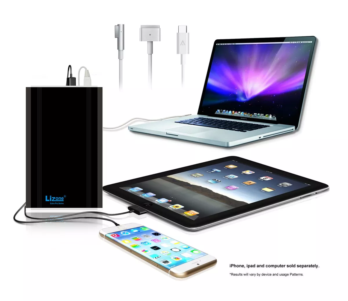 Lizone 50kmAh External Battery Power Bank Portable Charger Apple Macbook  Pro Air