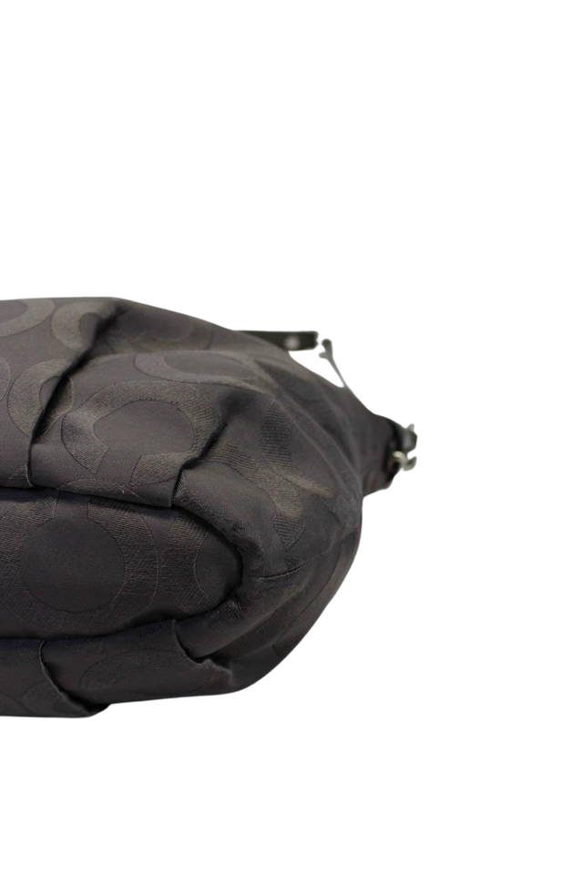 Coach Womens Patent Leather Trim Op Art Satin Satchel Handbag Taupe