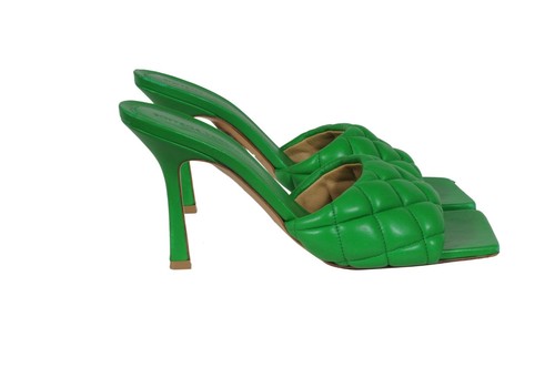 Bottega Veneta Womens Lido Leather Woven Sandals Size US 9 EU 39 Green Leather - Picture 8 of 10