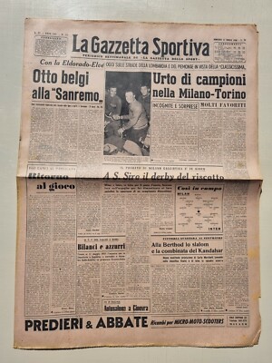 GAZZETTA DELLO SPORT 11 MÄRZ 1956 MILANO-TORINO-MILAN-INTER -AUTOSALON GENF