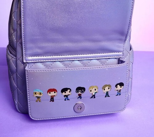 Funko Pop! By Loungefly BTS Logo Iridescent Purple Mini Backpack - Picture 3 of 8
