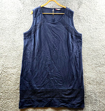 Millers Womens Shift Dress Size 22 Navy Blue Linen Blend Lace Trim Sleeveless