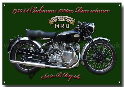 VINCENT HRD SERIE B RAPIDE MOTORRAD BLECHSCHILD.TT RENNSIEGER.