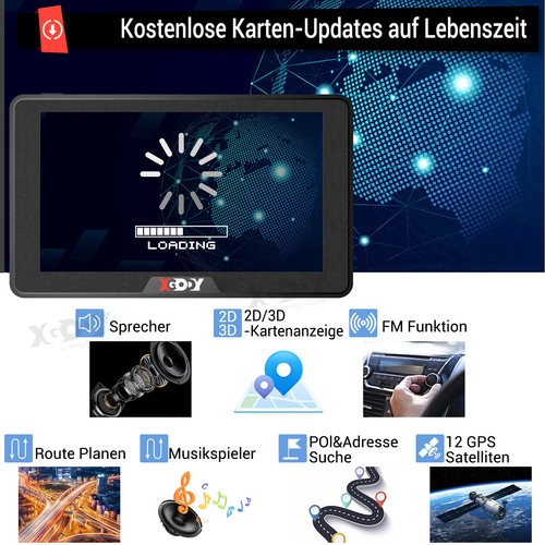 XGODY 7'' LKW Navigationsgerät GPS Navi Navigation 16GB 256MB Europa Karten POIs - Bild 2 von 13