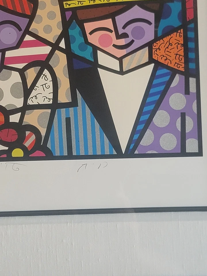 Romero Britto "BRIDE GROOM 2000" painting/SERIGRAPH ARTIST PROOF painting - Image 3 of 3