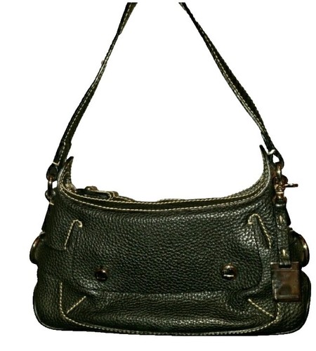 LANCEL Shoulder Bag Leather Made in Italy Black Gold  display picture 2