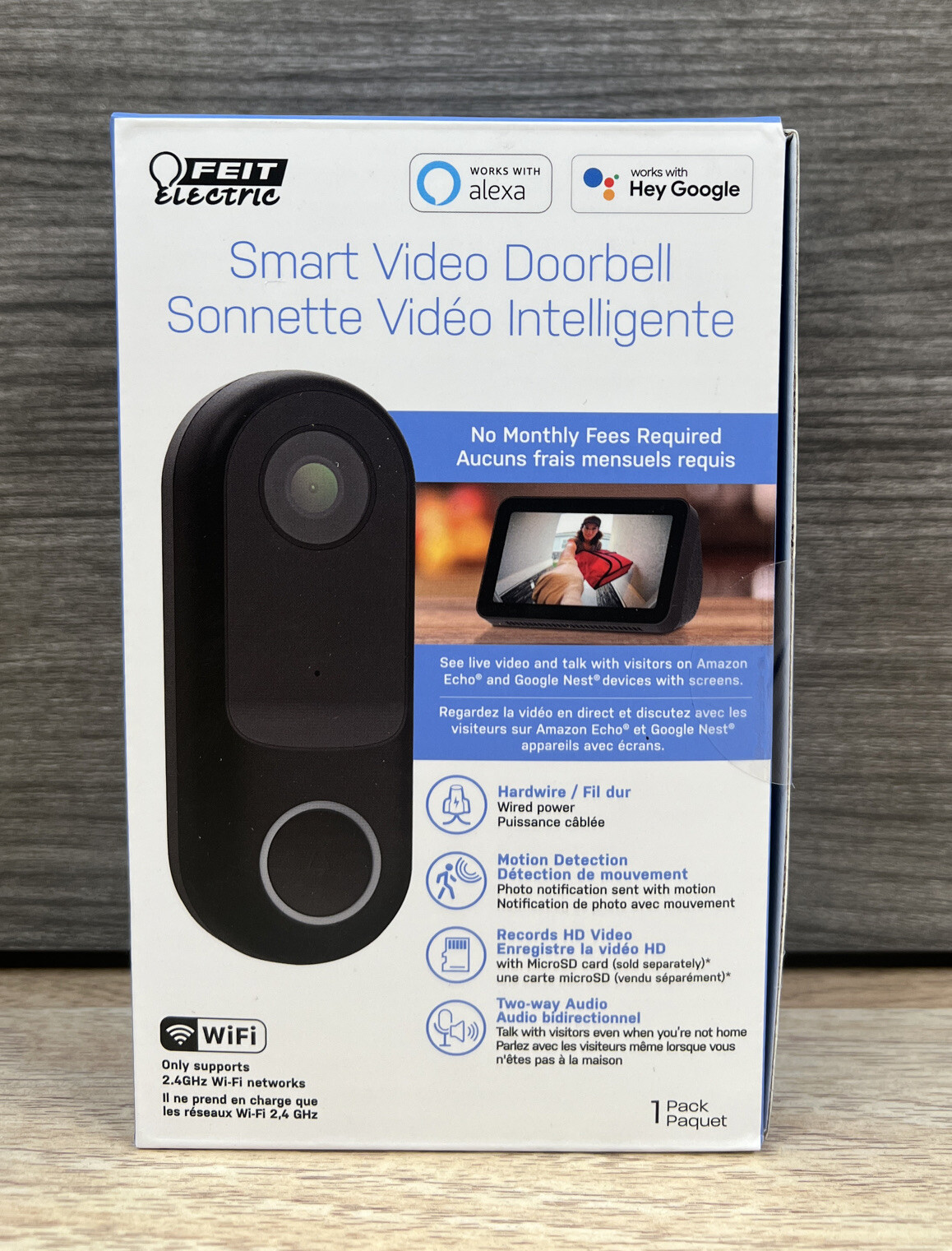 Feit Electric Doorbell Camera, Wireless Video Doorbell, 2.4 GHz WiFi, No Hub,