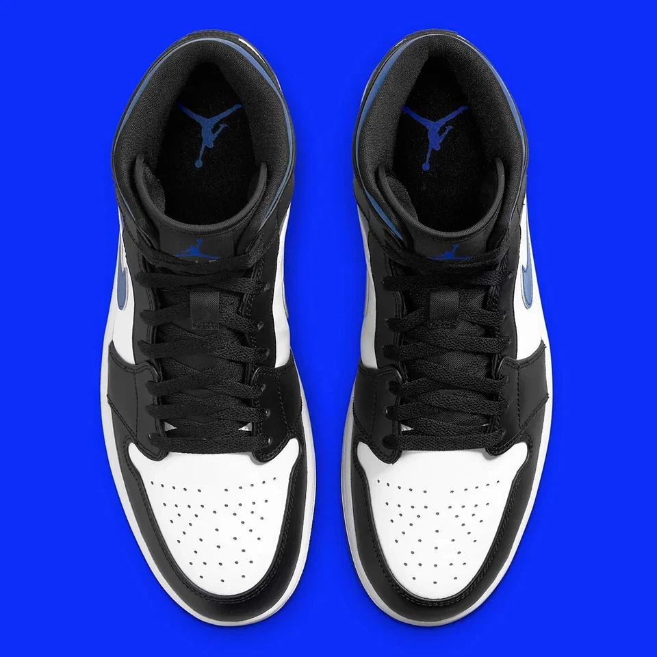 Nike Air Jordan 1 Mid Blanco Negro Corredor Azul 2021 554724-140 Hombre Talla 13 Foto 4 de 4