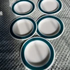 5 Pyrex Tableware by Corning Restaurant Ware 6.5” plates Turquoise Gold