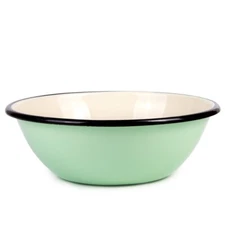 Green Enameled Mixing Bowl Camping Enamel Chips Salads Serving Bowl 4.2 qt
