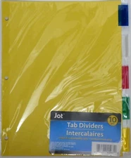 Jot Standard 3-Ring Binder Tab Dividers with Tabs Mixed Colors ~ 1 Pack 