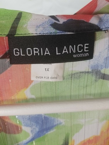 Gloria Lance Cover Buttoned Blouse Size 1X Floral Patterned Quarter Sleeve - Picture 5 of 8