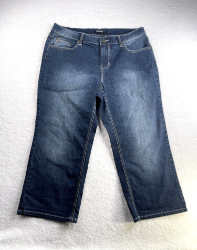 Roz & Ali Jeans Womens 16 Blue Stretch Denim Capri Dark Wash 23" Inseam