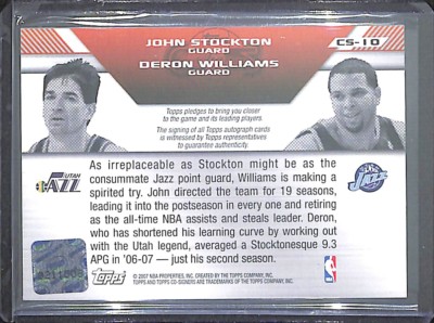 2007-08 Topps Co-Signers Dual Autograph #CS-10 John Stockton Deron 