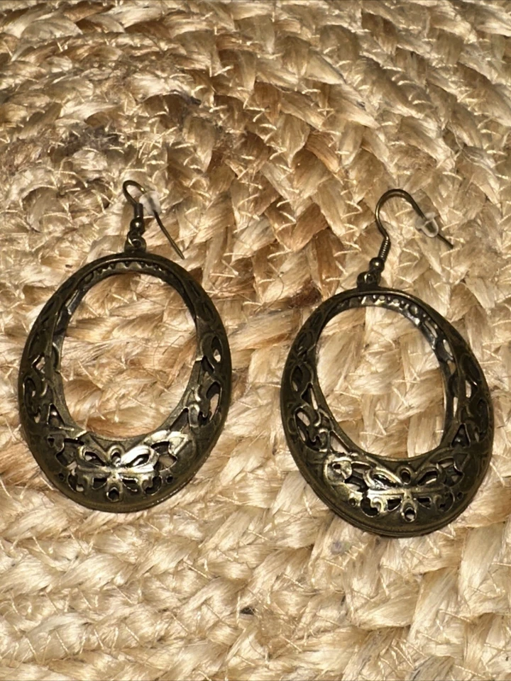 J CREW Hollow Dome Brass Hoops Post Earrings Geometric NEW  BID 4 CHARITY❤️262 — 第 2/4 张图片