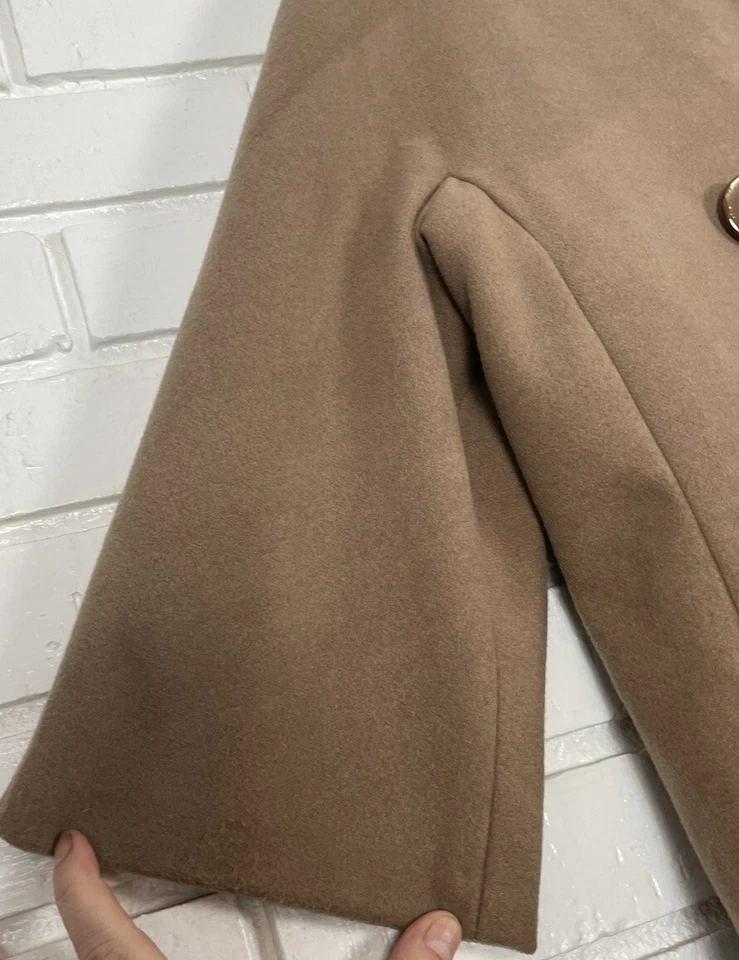 Chaqueta Abrigo Jackie O Isaac Mizrahi Bronceado Vivo Suave Largo Medio Manga 3/4 Talla XXS Foto 4 de 4