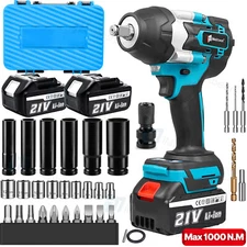 Cordless Electric Impact Wrench 1/2'' High Power Drill Driver W/ Battery 1000N.m