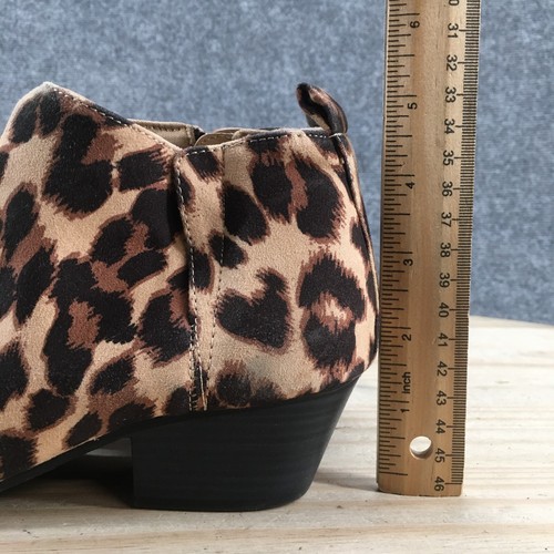 Old Navy Boots Womens 7 Casual Ankle Booties Heels Animal Print Brown Zipper - Picture 11 of 21