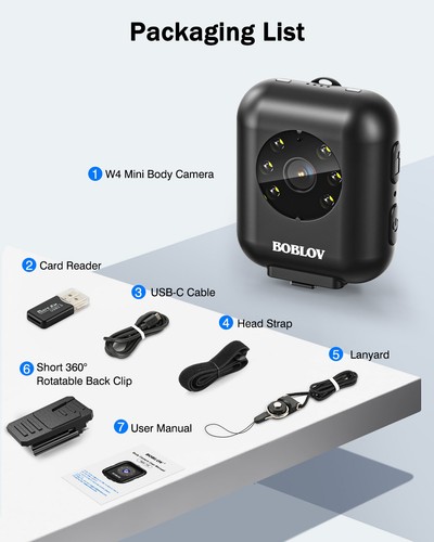 BOBLOV Body Worn Camera 64GB 1080P Time&Date Stamp Head Wearable Mini Camcorder - Picture 9 of 9