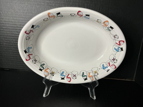 Rarität Fiesta Ring der Schneemänner Neu aus altem Lagerbestand 10 1/4” x 7 3/4” ovale Gemüseschüssel