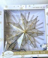 Kurt Adler 14" 7-Point Natural Capiz Star W Glitter Atomic Burst Lighted Treetop