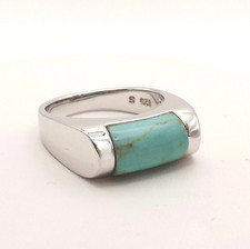 Sterling Silver Natural Turquoise Band Ring Stackable sz8