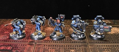Warhammer 40K Space Marines Devastator Squad, Ultramarines 5x, Top Bemalt NMM
