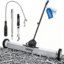 36-Inch Rolling Magnetic Sweeper with Wheels 40-Inch Telescoping Adjustable H...
