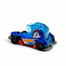 2019 HOT WHEELS HAUL-O-GRAM #7 BLUE 1:64 DIECAST SEMI CAB W/ RED WHITE & YELLOW