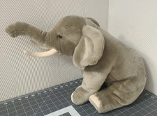 FAO Schwarz Gray Elephant Plush Stuffed Animal Large 24" Toys R Us Raised Trunk