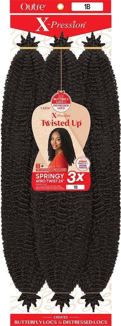 X-Pression 3X Springy Afro Twist 24 Braids - 1 Pack 1B