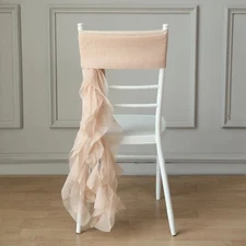 Nude CHIFFON Curly CHAIR SASH Wedding Party Decorations WHOLESALE SALE