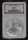 2007-W (MS70) American Silver Eagle $1 ASE NGC