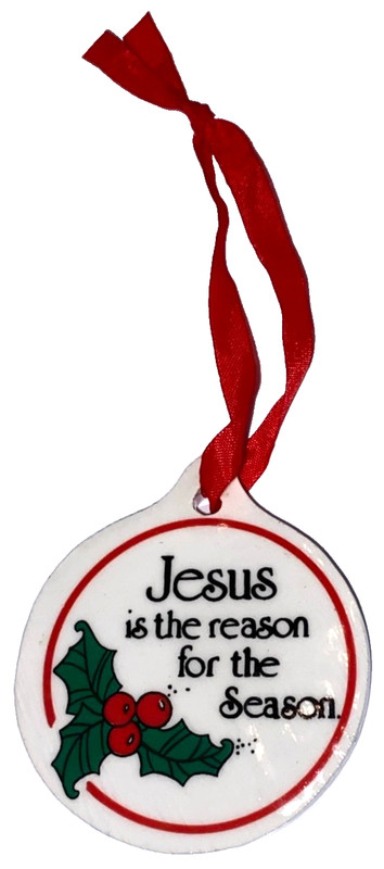 Emson Jesus is the reason for the Season Holly Round Ceramic Christmas Ornament